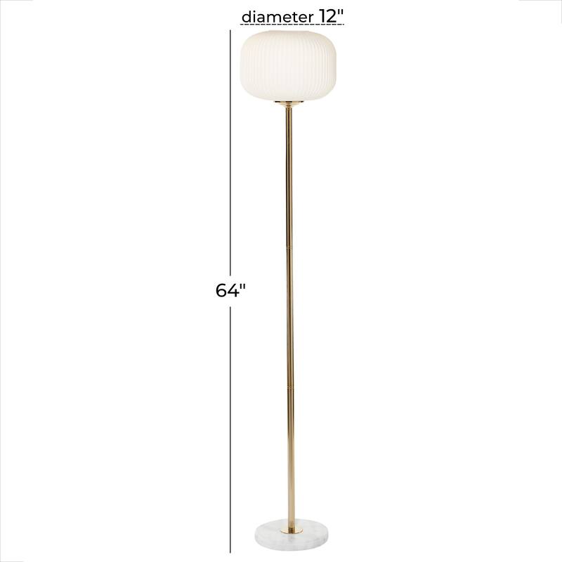 CosmoLiving by Cosmopolitan White Metal Room Floor Lamp with Round Ribbed Shade