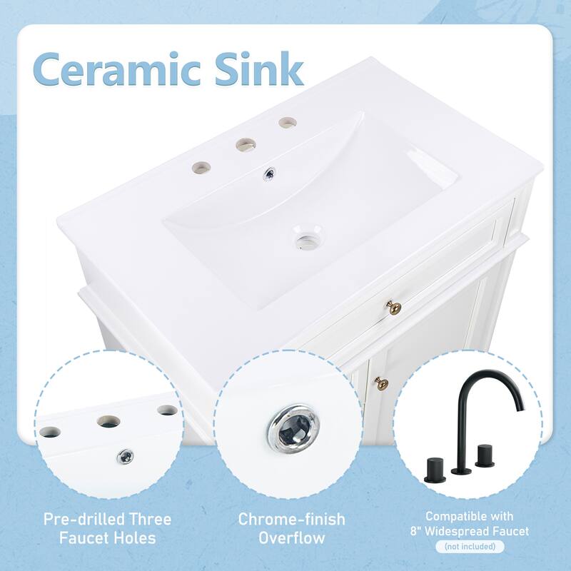 Christopher Knight Home - Beauchamp Freestanding 30-Inch Bathroom Vanity with Sink and Ample Storage