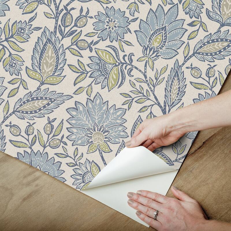 NuWallpaper Waverly Indira Aster Blue Peel and Stick Wallpaper - N/A