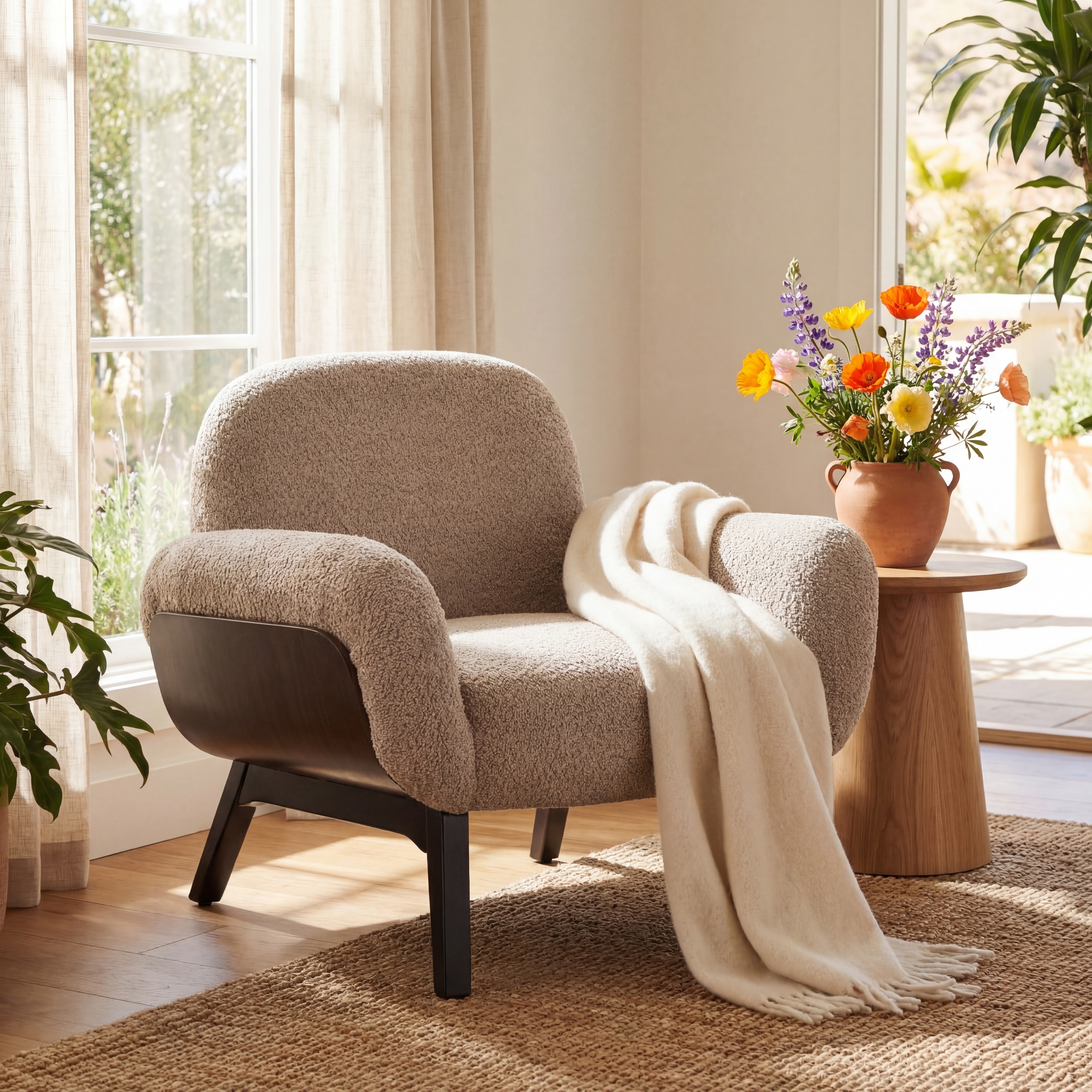 Christopher Knight Home - Audrey Fabric Upholstered Accent Armchair with Solid Wood Frame & Ergonomic Wrap-Around Backrest