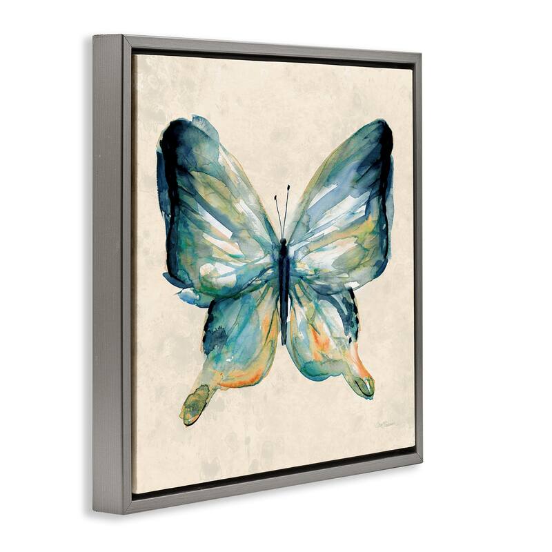 Stupell Bold Butterfly in Green Framed Floater Canvas Wall Art Design By Carol Robinson