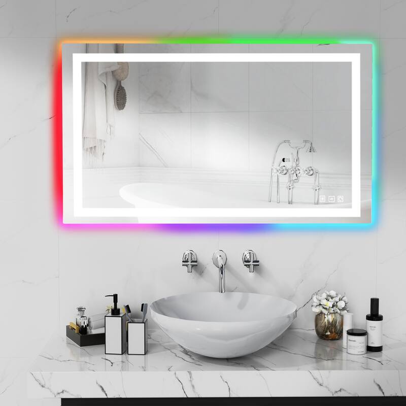 Anti-Fog RGB Backlit & LED Frontlit Bathroom Mirror - 40"X24"