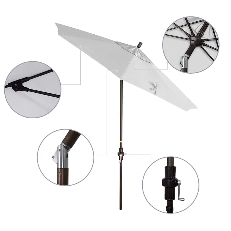 California Umbrella 75' Sun Master Patio Umbrella Bronze Aluminum Pole Fiberglass Ribs Crank Lift Tilt Pacifica