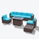 preview thumbnail 23 of 44, Outdoor 8 Pieces Sectional Wicker Sofa Set with Fire Pit