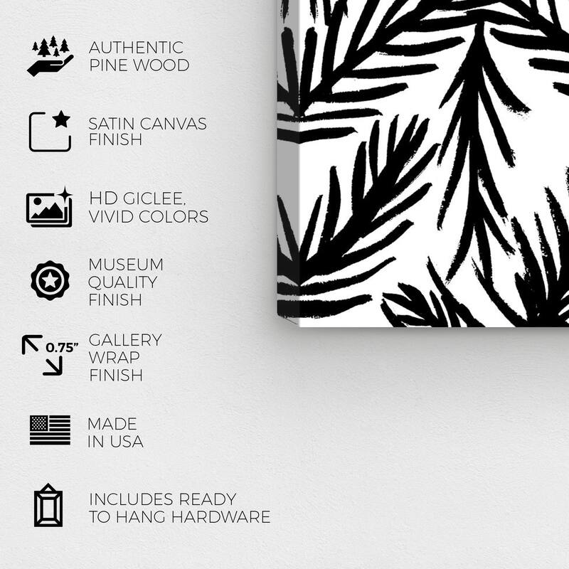Wynwood Studio Canvas Floral and Botanical Palmera Pattern Black and Modern & Contemporary Wall Art Canvas Print