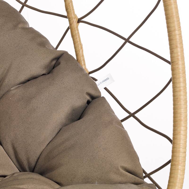 Summit Hanging Egg Swing Chair with Brown Frame & Foldable Shell for Home Patio Garden Backyard Porch
