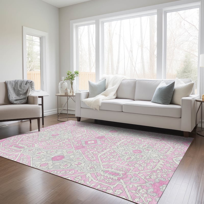 Machine Washable Indoor/ Outdoor Chantille Traditional Medallion Rug