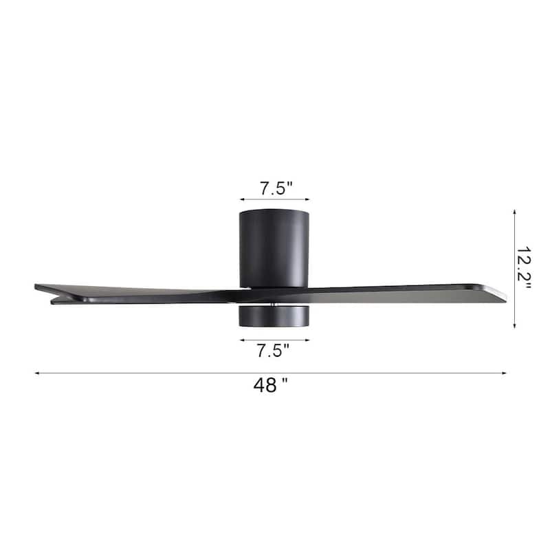 MLiAN 54" Solid Blades Indoor Flush Mount Ceiling Fan with Light Kit and Remote