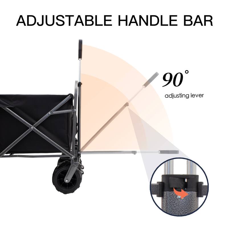 Collapsible Cart with Foot Brake, Large All-Terrain Wheels, Durable Alloy Frame, and Mesh Pocket for Easy Transport of Equipment