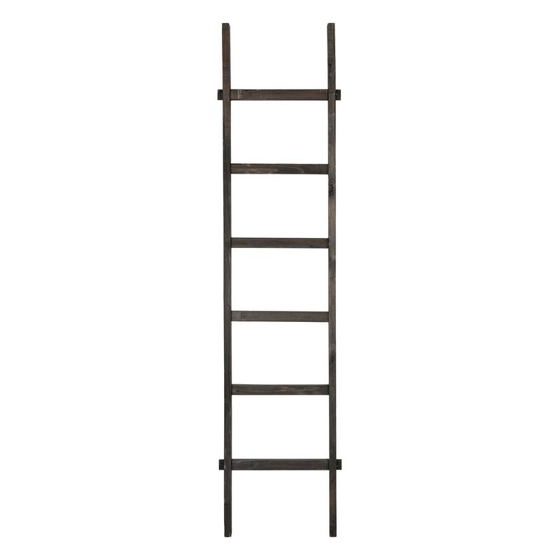Decorative Fir Wood Ladder with 6 Rungs - Black