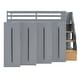 preview thumbnail 5 of 18, Twin Size Loft Bed with Storage Stairs & 4 Wardrobes Underneath, Space Saving Wooden Loftbed Frame for Kids & Teens Bedroom,Grey