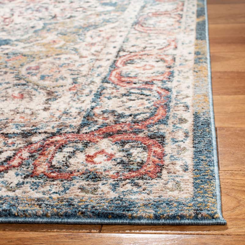 SAFAVIEH Lyric Vintage Medallion Polyester Rug - 2'3" x 4' - Turquoise/Ivory