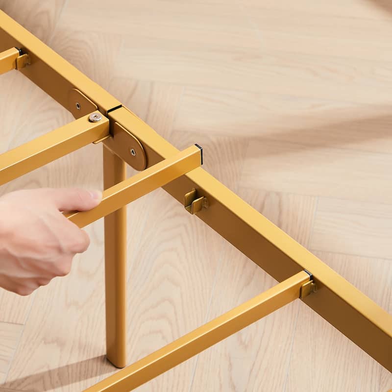 VECELO Upholstered Bed Frame with Tufted Headboard & Footboard Heavy Duty Steel Slats Platform No Box Spring Needed