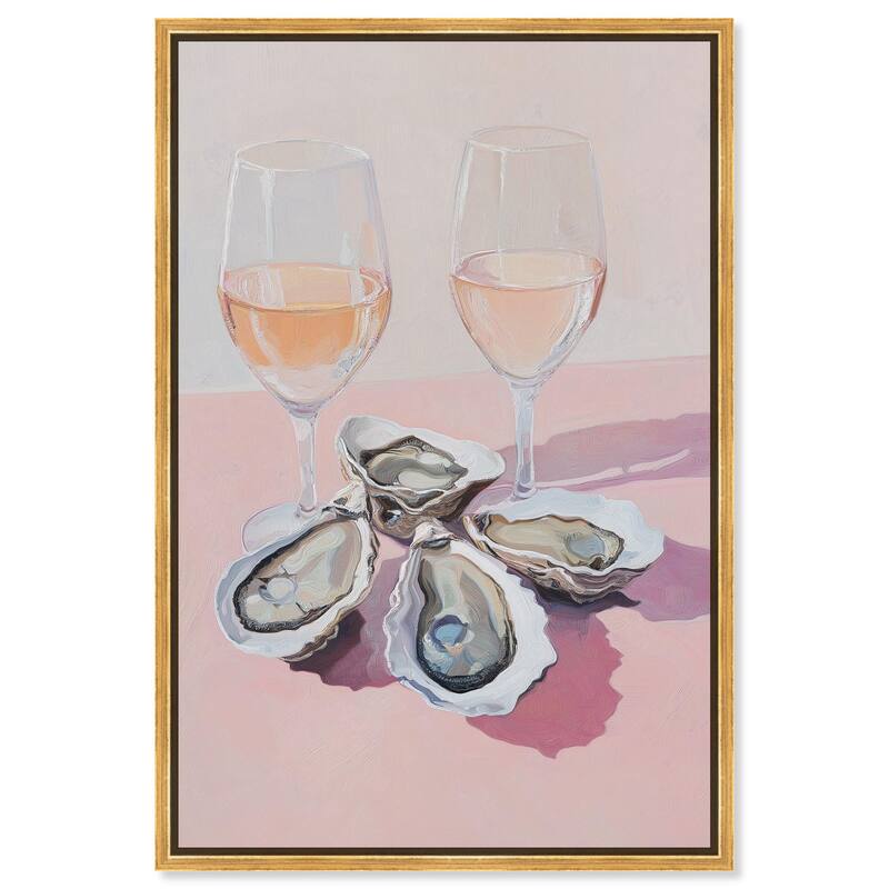 Oysters and Rose Wine Canvas by Art Remedy - 16" x 24" - Gold