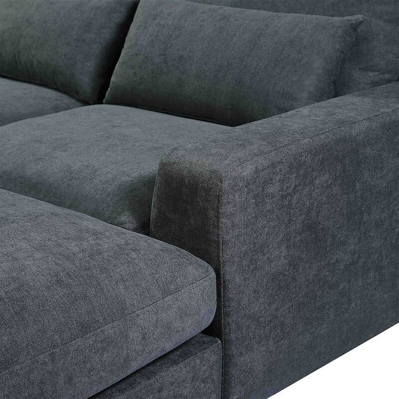 Modern Linen Upholstered Large Modular Sectional Sofa, L-Shape Couvertible Sofa Couch with Reversible Chaise for Living Room