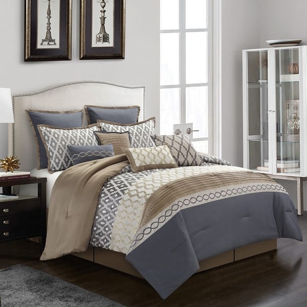 Nanshing Calvin Luxury10Piece Geometric Comforter Set Bed Bath
