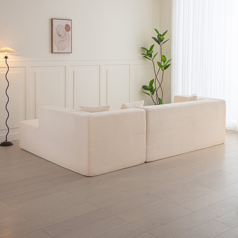 Modular L-Shaped Sectional Floor Couch Tufted Lounge Sofa with Chaise