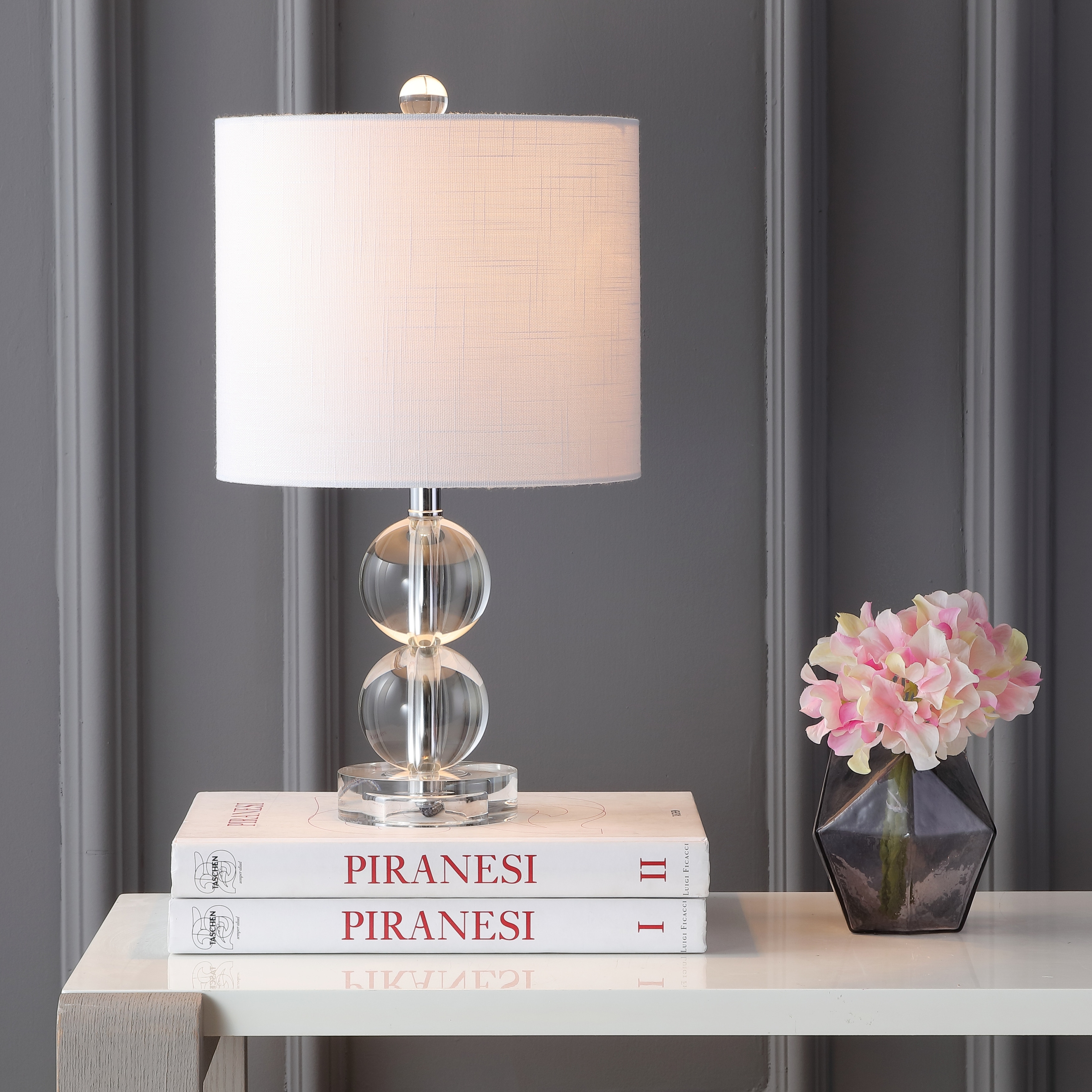 JONATHAN Y Flora 17.5" Crystal LED Table Lamp, Clear