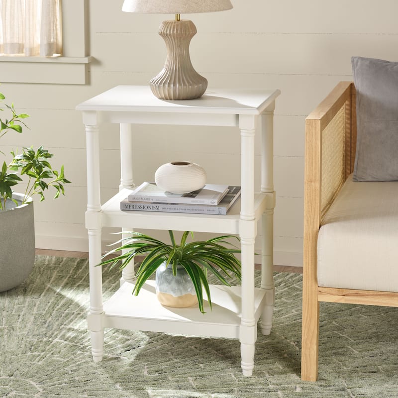 SAFAVIEH Elmira 3-Shelf Accent Table - 19.8" W x 15" L x 30" H - 20"W x 15"D x 30"H - Ivory