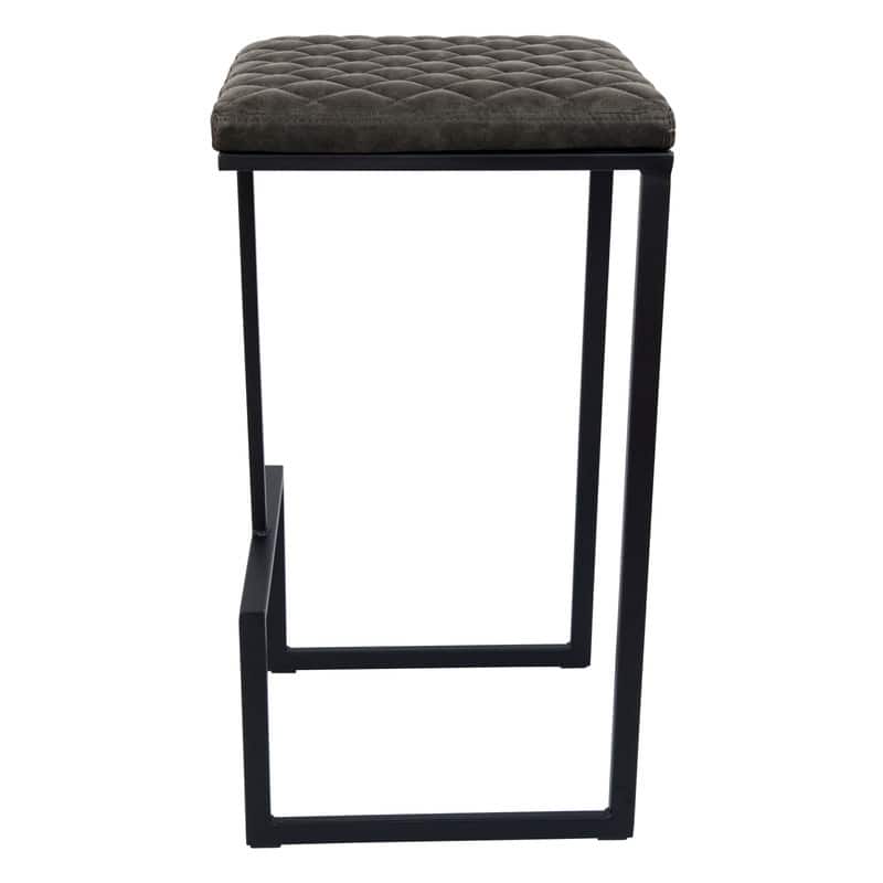 Quincy Leather Quilted Counter Height Barstool (Set of 2) with Upholstered Square Seats & Footrest for Home Bar & Kitchen