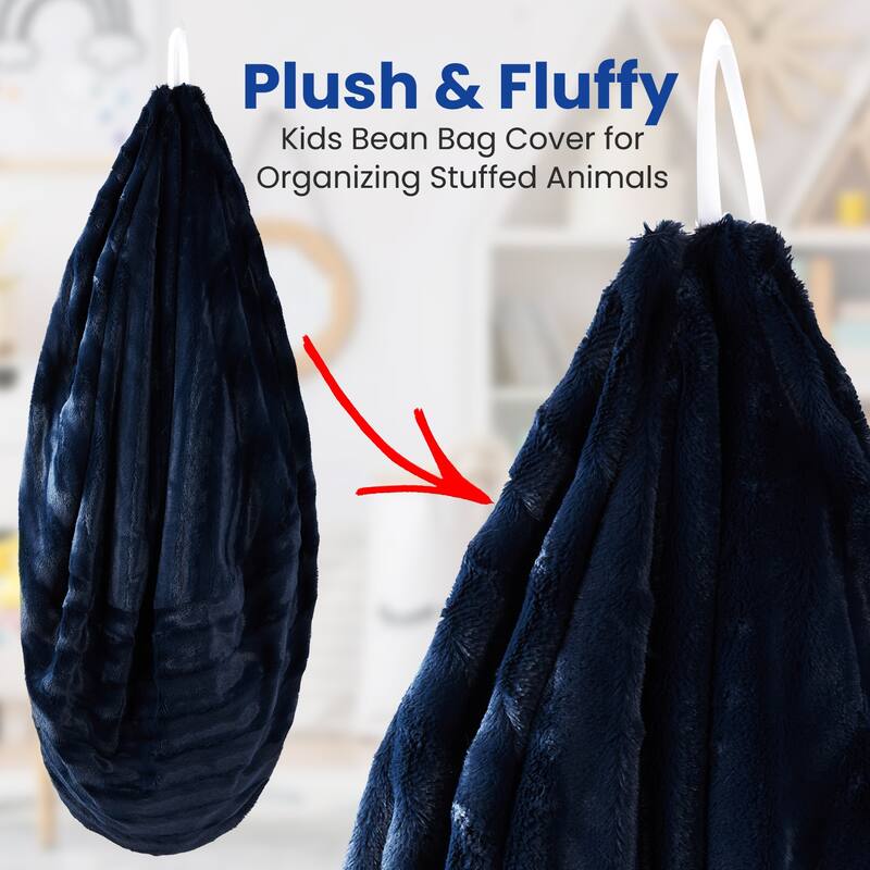 Cheer Collection Faux Fur Bean Bag and Stuffed Animal Storage Case