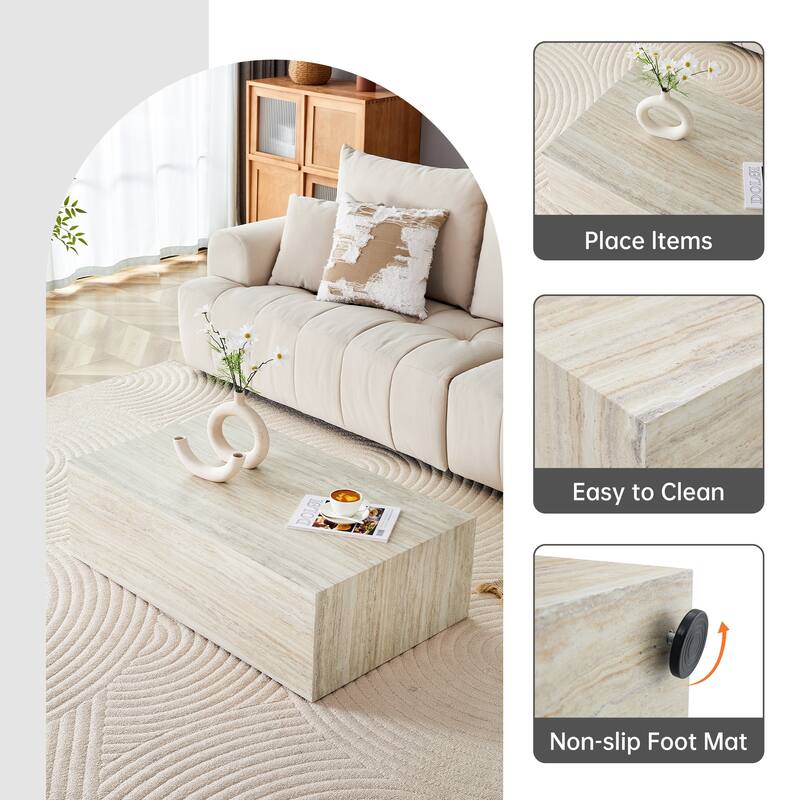 Rectangular Wooden Coffee Table, Living Room Center Table