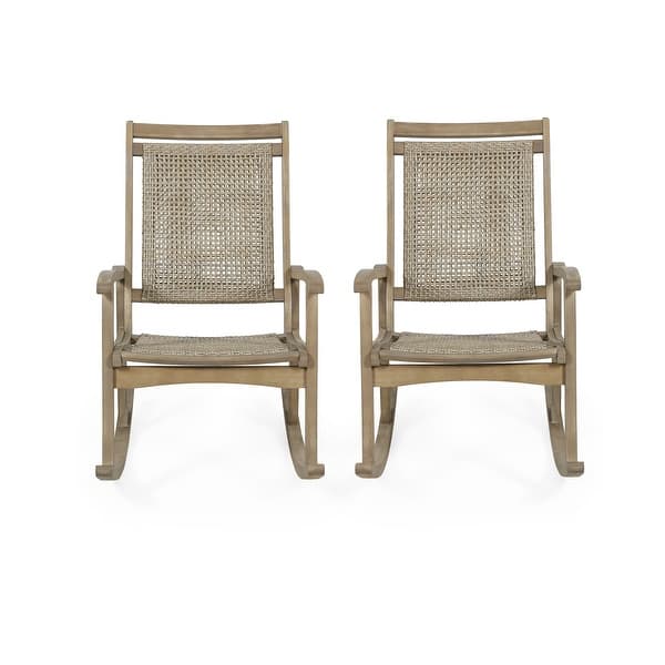 Lucas Outdoor Rustic Wicker Rocking Chairs (Set of 2) by Christopher