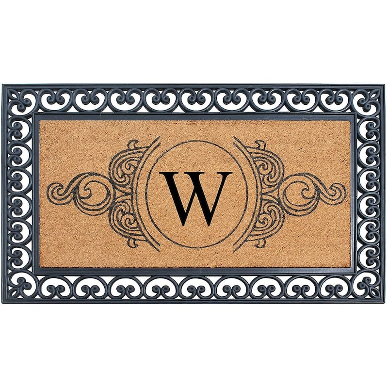 A1HC 30" x 48" Heavy-Duty Rubber & Coir Outdoor Doormat with Copper/Black Border – Large, Non-Slip Backing - W
