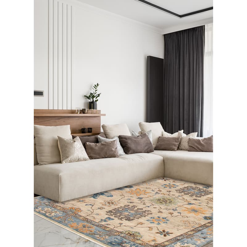 ECARPETGALLERY Hand-knotted Modern Oushak Light Khaki Wool Rug - 8'0 x 9'11