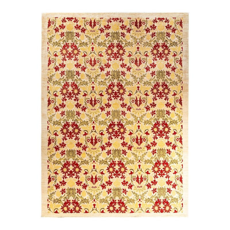 Arts & Crafts One-of-a-Kind Hand-Knotted Area Rug - Ivory, 8' 8" x 11' 10" - 8' 8" x 11' 10"