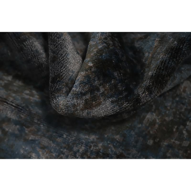 Hand Knotted Oriental Viscose Silk Carpet Modern Abstract Greys & Charcoal Abstract Area Rug - 6' 0'' X 4' 0''