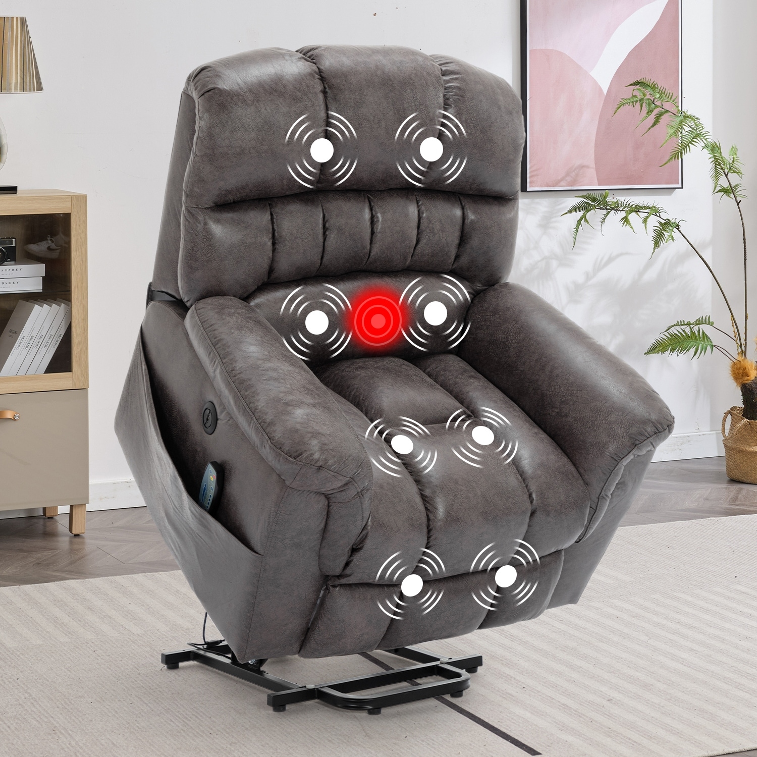 Oversized lift chair with top heat and massage