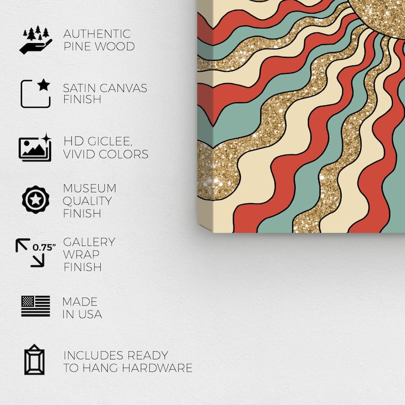 Wynwood Studio Canvas Abstract Electric Cosmic Sun Gold Modern & Contemporary Wall Art Canvas Print