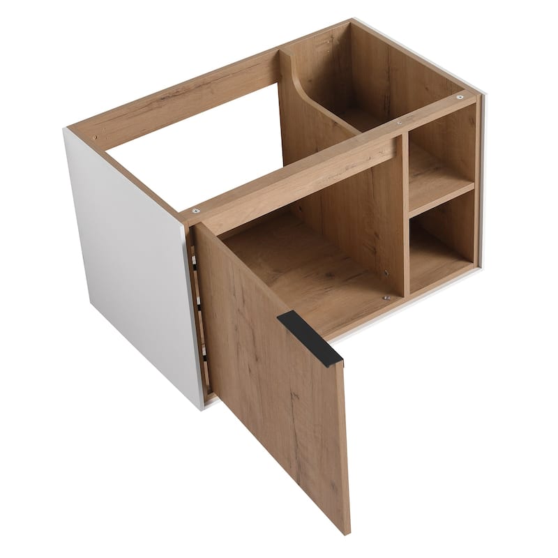 30 inch Wall-Mounted Bathroom Vanity Set in Imitative Oak with Integrated Ceramic Sink