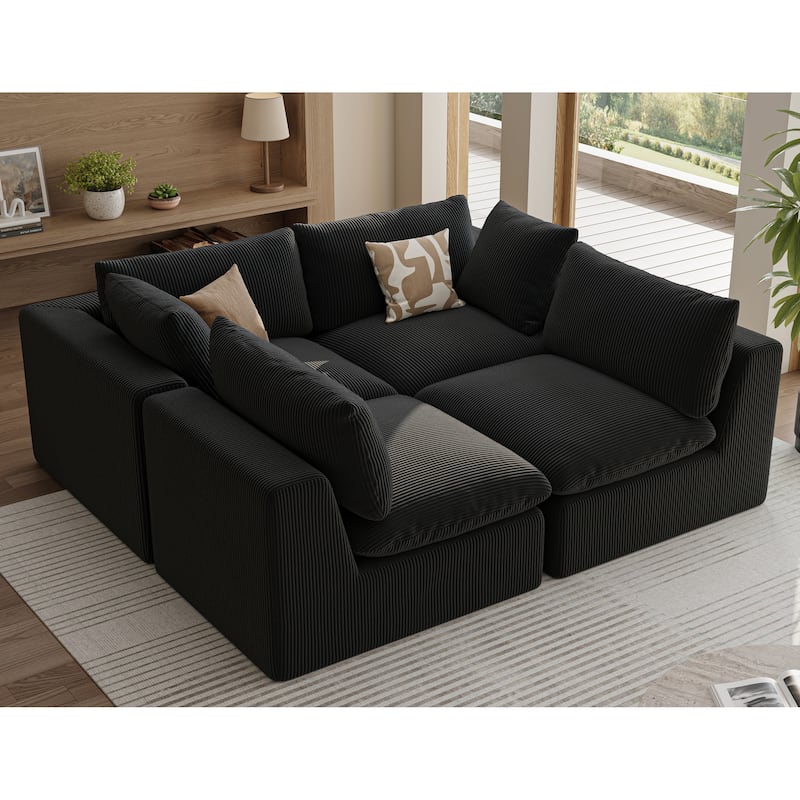 135inch Oversized LoveSofa,L Shape Sofa,4 Seater Upholstered with Corduroy Fabric Couches with 2 Pillows