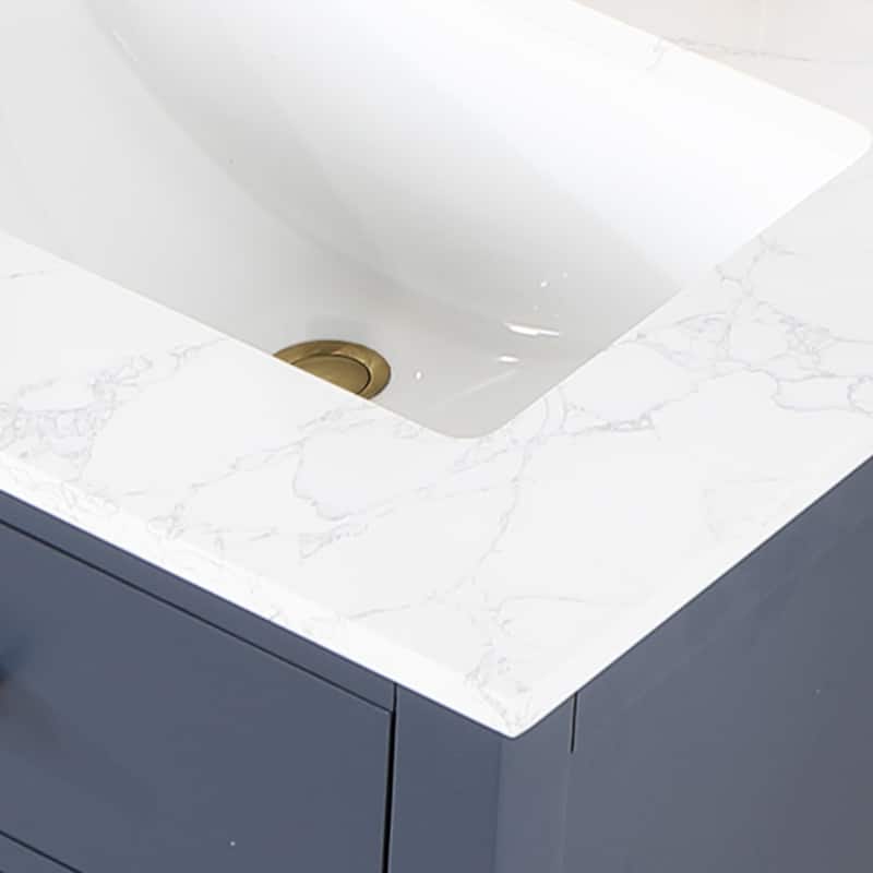 Altair Gavino Bath Vanity with Grain White Composite Stone Top and Mirror