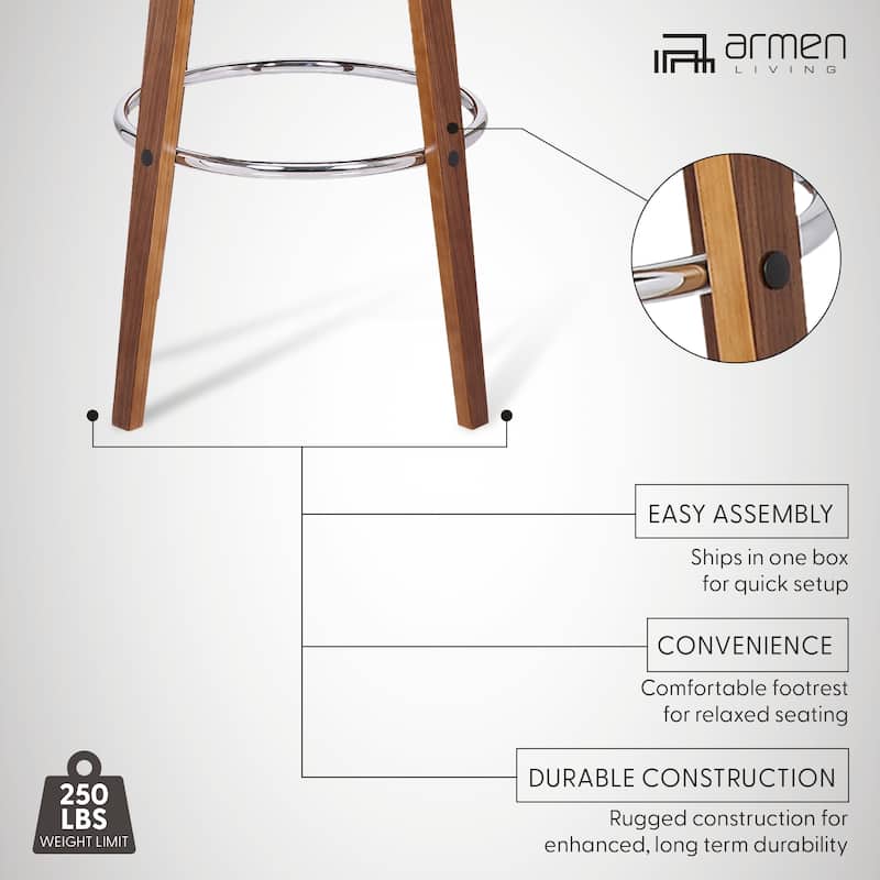 Shelly Mid-Century Swivel Bar Stool, Upholstered Counter Height Chair with Bentwood Legs