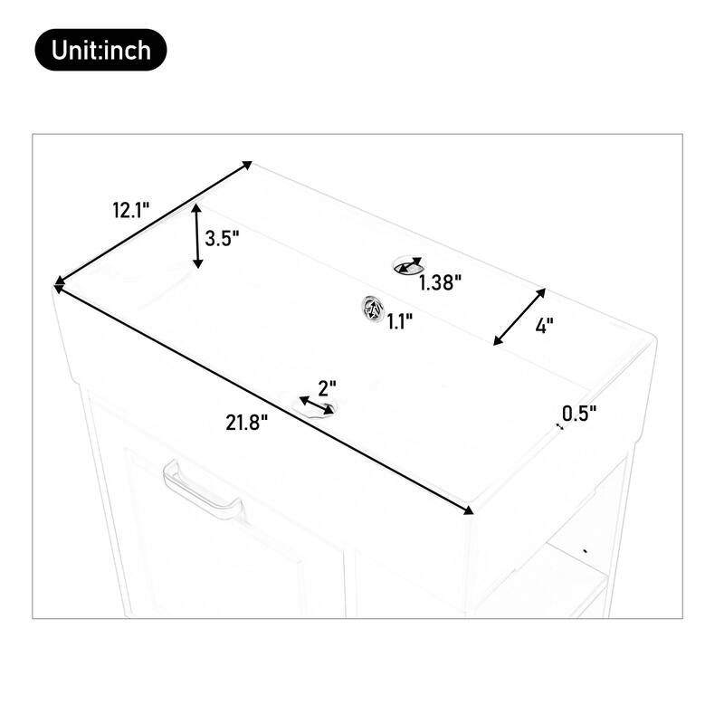 21.8-Inch Bathroom Vanity with Sink, One Large Drawer, Adjustable Shelf, Toilet Paper Holder