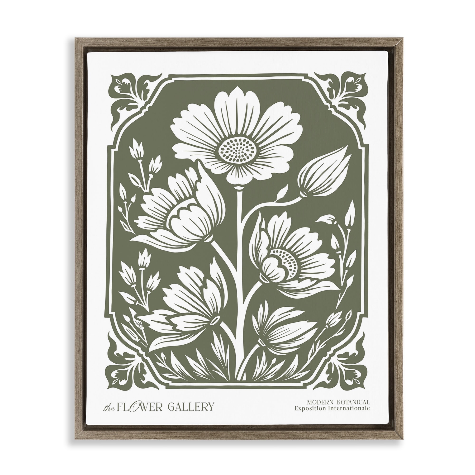 Stupell Wild Blooms over Green Framed Floater Canvas Wall Art Design By Lettered and Lined