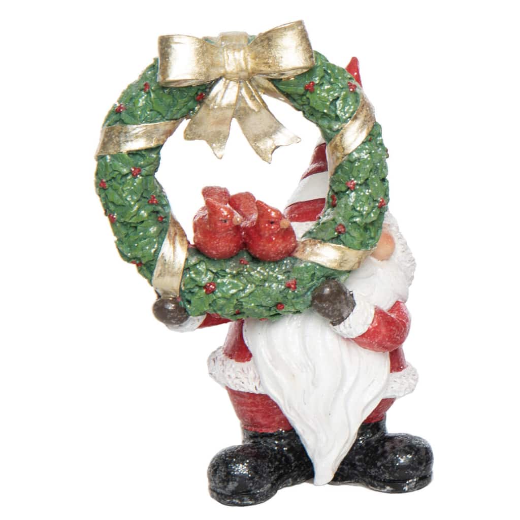 Transpac Resin 10.25 in. Multicolored Christmas Gnome with Wreath Figurine