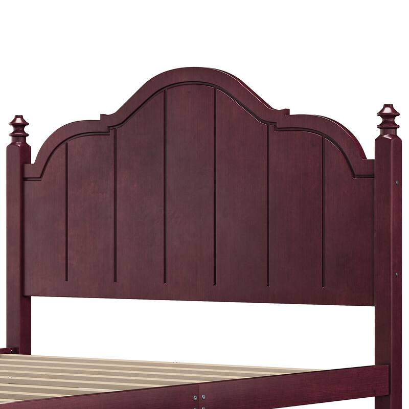Wood Bed Frame with Sculpted Headboard by Harper&Bright Designs