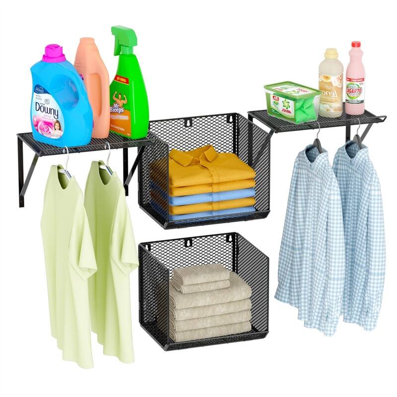 Modern Wall Mount Shelf - 14.17"D x 11.8"W x 11.8"H - Black - 14.17"D x 11.8"W x 11.8"H