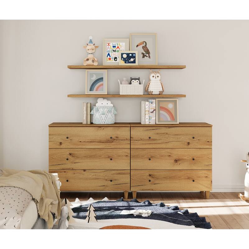 Wood Dresser with 3 Wide Drawers for Bedroom, Kids Room