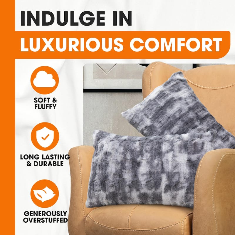 Cheer Collection Set of 2 Decorative Faux Fur Throw Pillow