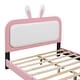preview thumbnail 4 of 6, Full size Upholstered Rabbit-Shape Princess Bed,Full Size Platform Bed with Headboard and Footboard,White+Pink