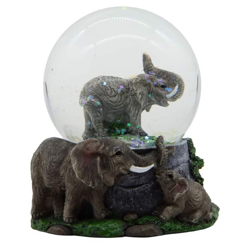Q-Max 3.5"H Elephant Glitter Snow Globe Statue Fantasy Decoration Figurine