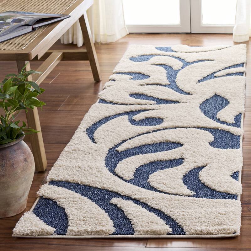 SAFAVIEH, Florida Shag Eilis Scroll Pattern 1.2-inch Thick Shag ...