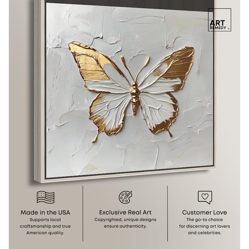 Simple Golden Butterfly Canvas by Art Remedy