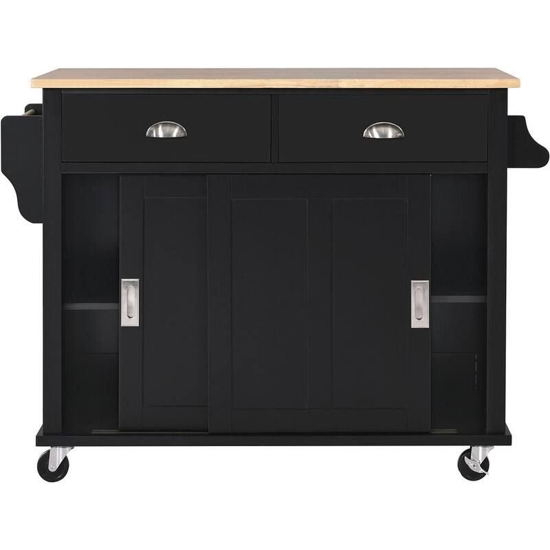 Kitchen Island Cart with Wheels Drop-Leaf Countertop