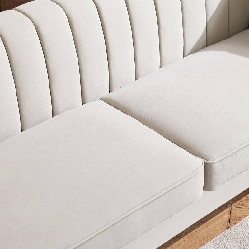 Velvet Sofa Couch for Living Room, Modern Loveseat Couch with Gold Accents, Apartment Chesterfield Sofa